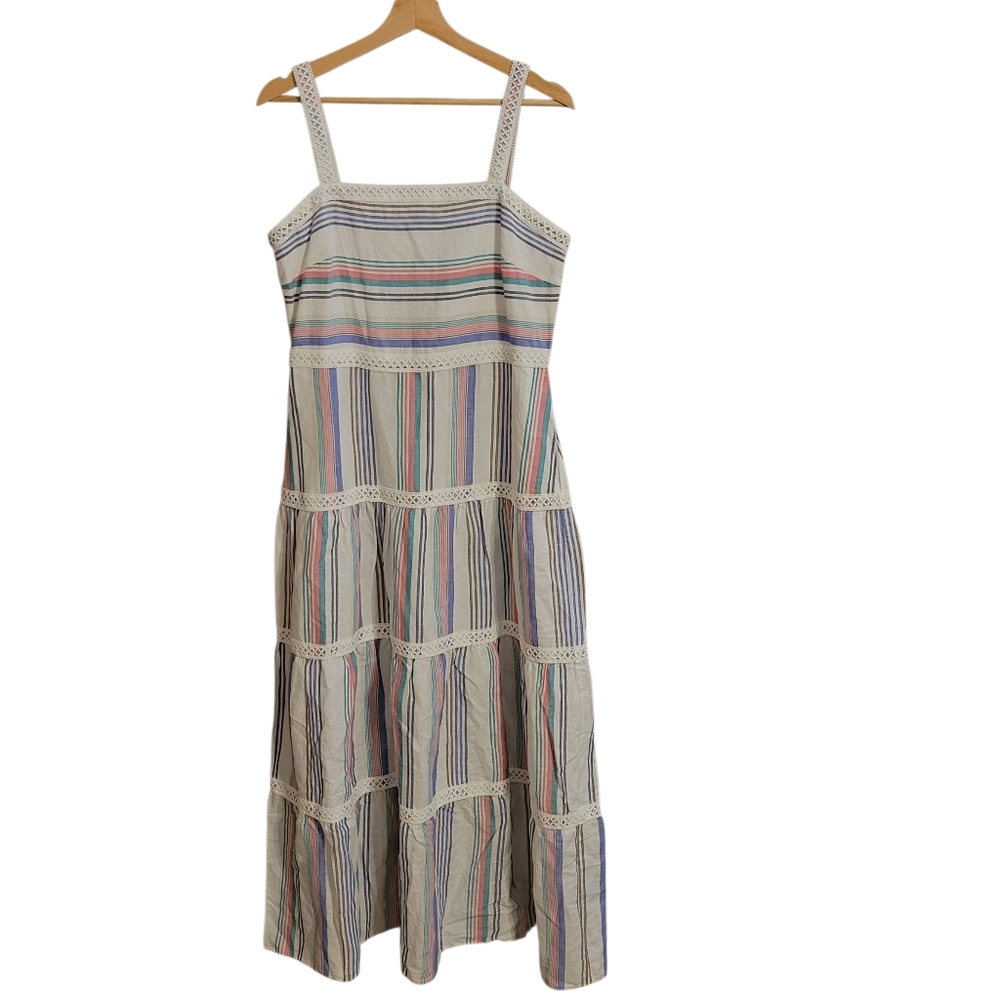 J Mclaughlin Hestia Striped Linen Blend Maxi Dress